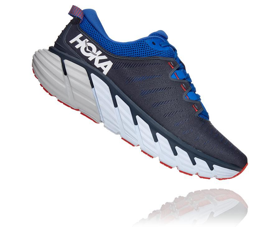 Running Shoes Mens - Hoka One One Gaviota 3 - Black/Blue - DSJRYHZ-51